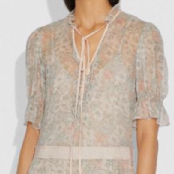 COACH 1941 LUXURY SILK AMERICANA PRINT TIERED DRESS SIZE 4 - Picture 4 of 9